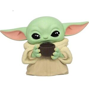 Baby Yoda The Child Grogu Star Wars w/Cup Molded 3DCoin Piggy Bank PVC Monogram